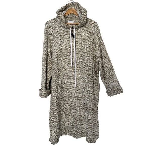 St. John Long Hoodie Sweater Bouclé In Ecru Melange Tweed Knit Hooded Sweatshirt - Picture 7 of 17